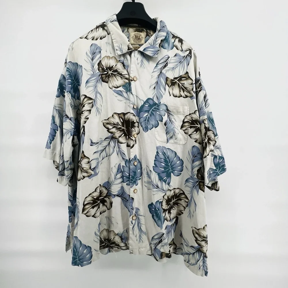 Pusser's West Indies Shirt Men XXL 100% Silk‎ Hawaiian Floral Short Sleeves - Picture 2 of 14